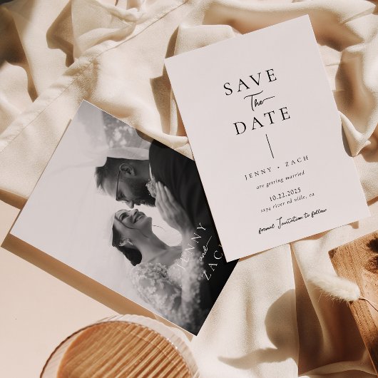Einfache moderne Typografie Foto-Hochzeit  Save The Date