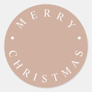 Einfache moderne Typografie frohe Weihnachten Beig Runder Aufkleber