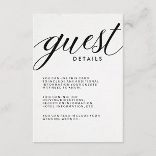 Einfache moderne Typografie-Gast-Informationen Begleitkarte