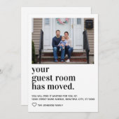 Einfache moderne Typografie Gast Room Foto Moving Ankündigung (Vorne/Hinten)
