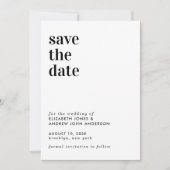 Einfache moderne Typografie-Hochzeit rettet das Da Save The Date (Vorderseite)
