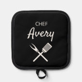 Einfache moderne Typografie Koch Personalisiert Topflappen (Vorderseite)