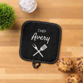 Einfache moderne Typografie Koch Personalisiert Topflappen (Oben Unten)