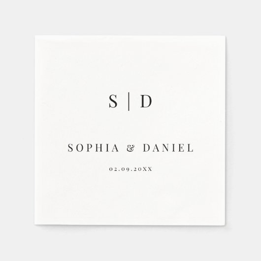 Einfache moderne Typografie Monogram Wedding Serviette (Vorderseite)