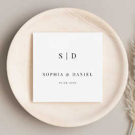 Einfache moderne Typografie Monogram Wedding Serviette