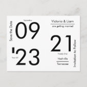 Einfache moderne Typografie Name Save the Date Ann Ankündigungspostkarte (Vorderseite)