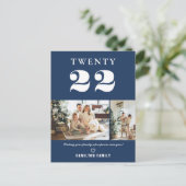 Einfache moderne Typografie Neujahr Zwei Foto Postkarte (Stehend Vorderseite)