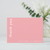 Einfache moderne Typografie Pink Custom Wedding Dankeskarte (Stehend Vorderseite)