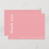 Einfache moderne Typografie Pink Custom Wedding Dankeskarte (Vorne/Hinten)