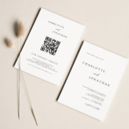 Einfache moderne Typografie QR Code Hochzeit Einladung