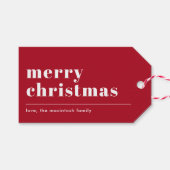 Einfache moderne Typografie rot Geschenkanhänger (Vorderseite (Horizontal))