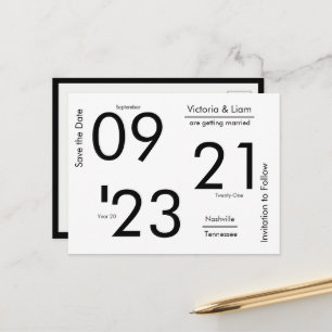 Einfache moderne Typografie Save the Date Ankündigungspostkarte