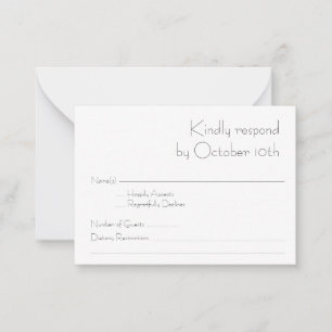Einfache moderne Typografie Schwarz Weiß RSVP  Mitteilungskarte
