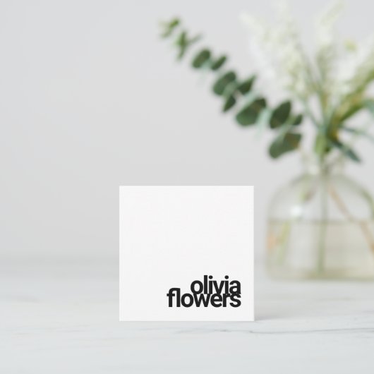 Einfache moderne Typografie weiß Quadratische Visitenkarte (Stehend Vorderseite)