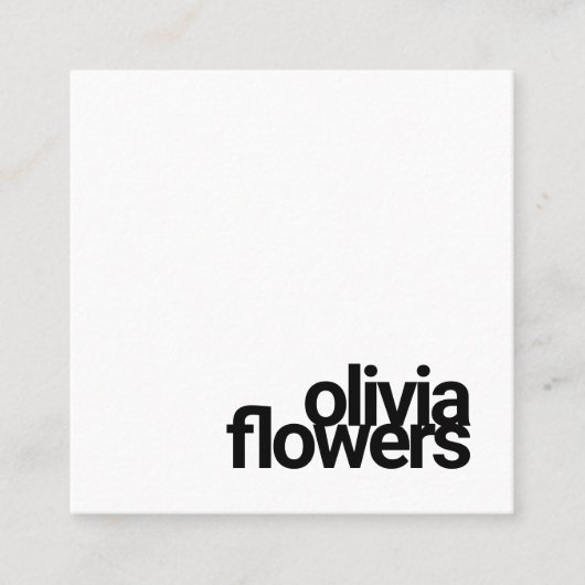 Einfache moderne Typografie weiß Quadratische Visitenkarte (Vorderseite)