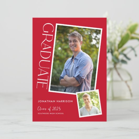 Einfache moderne Typografy Graduation Party Einladung (Stehend Vorderseite)