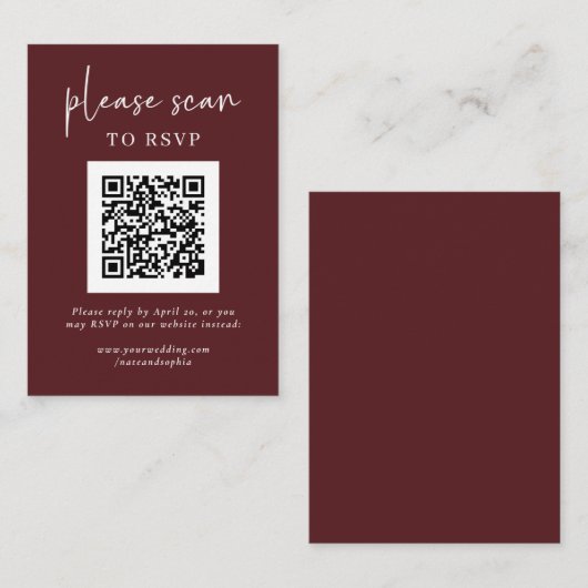 Einfache moderne UAWG mit QR-Code | Burgund Begleitkarte (Vorne/Hinten)