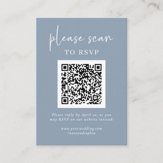 Einfache moderne UAWG mit QR-Code | Dusty Blue Begleitkarte (Vorderseite)