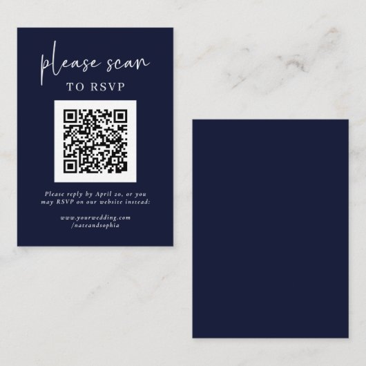 Einfache moderne UAWG mit QR-Code | Navy Blue Begleitkarte (Vorne/Hinten)