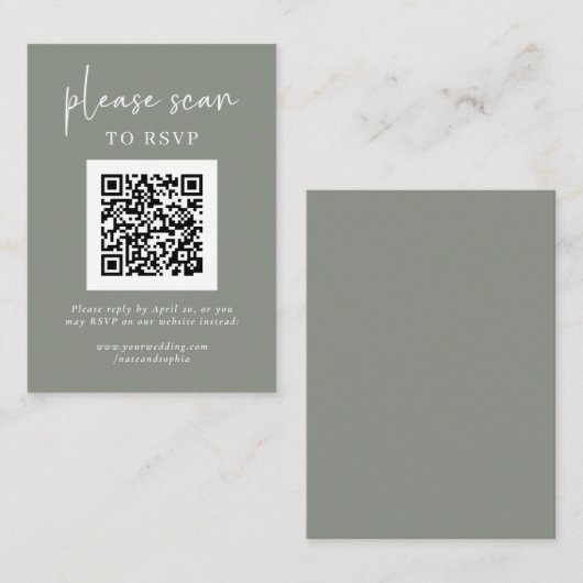 Einfache moderne UAWG mit QR-Code | Sage Green Begleitkarte (Vorne/Hinten)