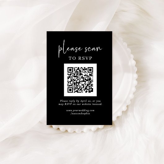 Einfache moderne UAWG mit QR-Code | Schwarz Begleitkarte