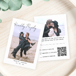 Einfache moderne UAWG Wedding Foto QR Code Antwort Begleitkarte