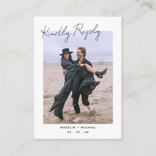 Einfache moderne UAWG Wedding Foto QR Code Antwort Begleitkarte (Vorderseite)