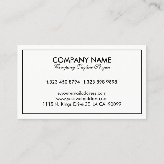 Einfache, moderne, umkehrbare Schwarz-Weiß-Grenze Visitenkarte (Rückseite)