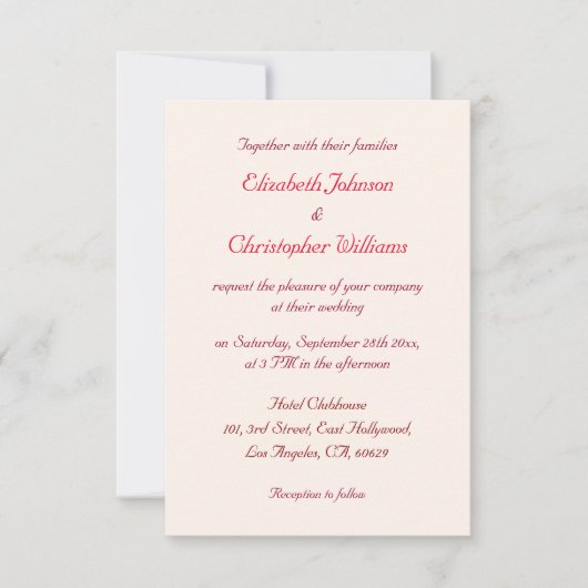 Einfache moderne und elegante Einladung zur Hochze (Vorderseite)