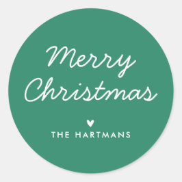 Einfache moderne und fröhliche Weihnachtsfarbe Nam Runder Aufkleber