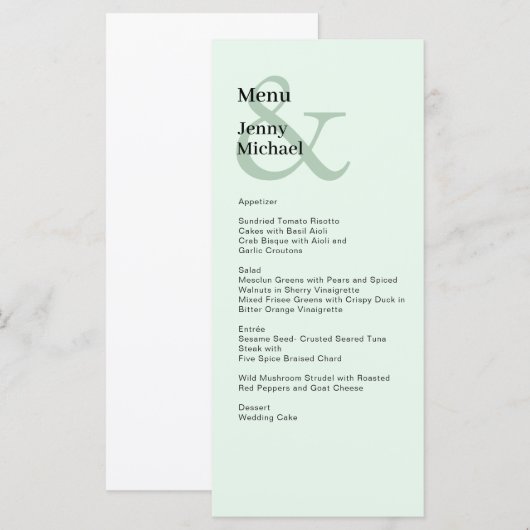 Einfache, moderne und hellgrüne Karte (Vorne/Hinten)