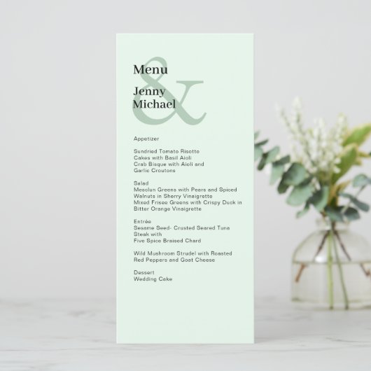 Einfache, moderne und hellgrüne Karte (Stehend Vorderseite)