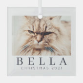 Einfache, moderne und individuelle Foto Ornament Aus Glas (Vorderseite)