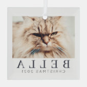 Einfache, moderne und individuelle Foto Ornament Aus Glas (Rückseite)