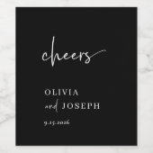 Einfache moderne und Minimalistische Black Wedding Weinetikett (Einzelnes Label)