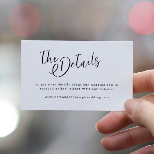 Einfache, moderne und minimalistische Hochzeitsdet Begleitkarte