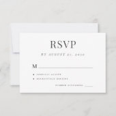 Einfache, moderne und Schwarz-weiße Hochzeit RSVP Karte (Vorderseite)