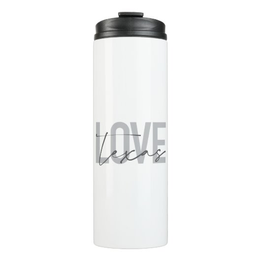 Einfache, moderne, urbane, coole Design Liebe Texa Thermosbecher (Vorderseite)