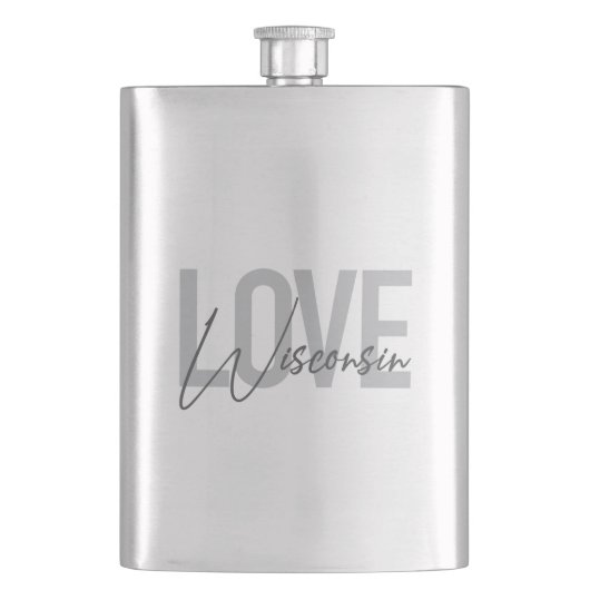 Einfache, moderne, urbane, coole Design Liebe Wisc Flachmann (Vorderseite)