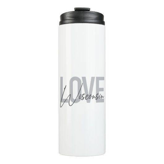Einfache, moderne, urbane, coole Design Liebe Wisc Thermosbecher (Vorderseite)