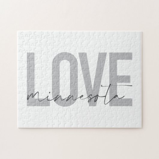 Einfache, moderne, urbane, coole Liebe Minnesota Puzzle (Horizontal)