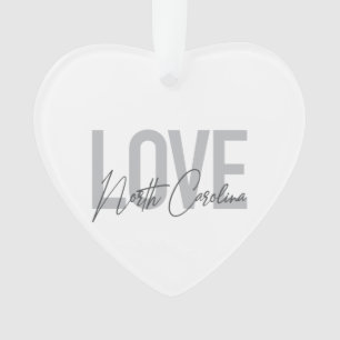 Einfache, moderne, urbane Liebe North Carolina Ornament