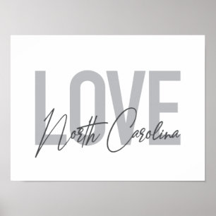 Einfache, moderne, urbane Liebe North Carolina Poster