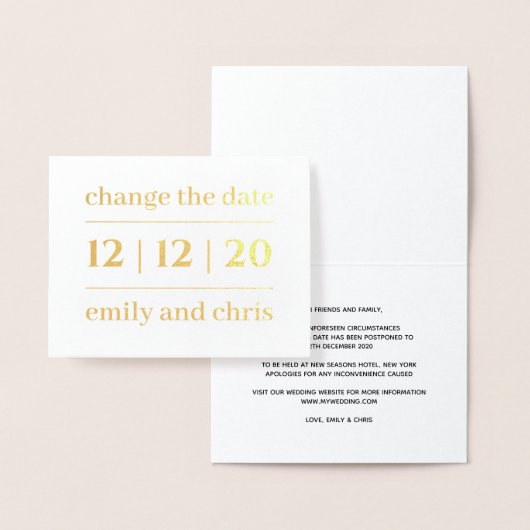 Einfache moderne Veränderung des Datums Hochzeit G Folienkarte (Anzeige)