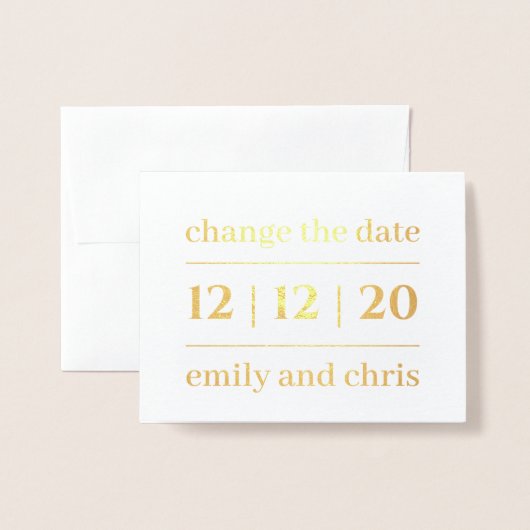 Einfache moderne Veränderung des Datums Hochzeit G Folienkarte (Vorderseite mit Umschlag)