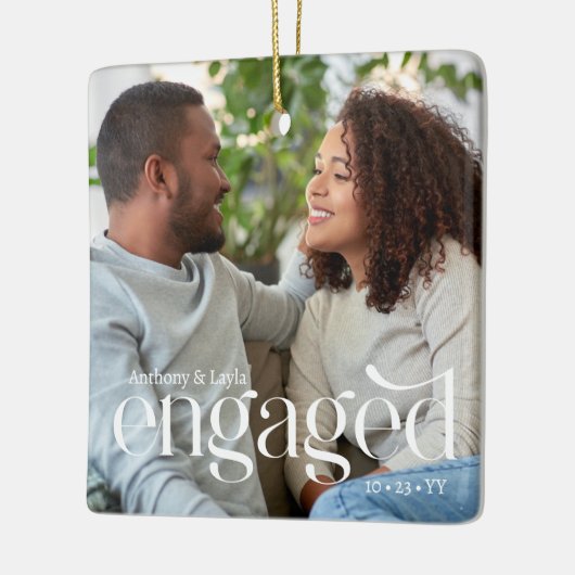 Einfache, moderne Verlobte 2 Fotos Editierbare Far Keramikornament (Links)