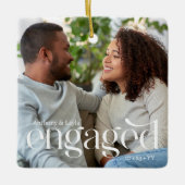 Einfache, moderne Verlobte 2 Fotos Editierbare Far Keramikornament (Vorderseite)