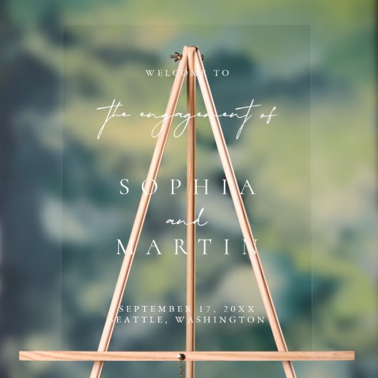 Einfache moderne Verlobung Akryllische Begrüßungsz Acrylschild (Neutral)