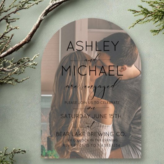 Einfache moderne Verlobung des Schwarzen Fotos Einladung