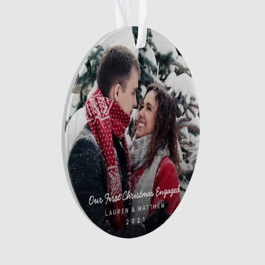 Einfache moderne Verlobung Foto Ornament (Vorderseite)